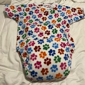 ABDL Ageplay Fleece Waddle Onesie, pawprints and lockable zipper, M, 40-44 chest